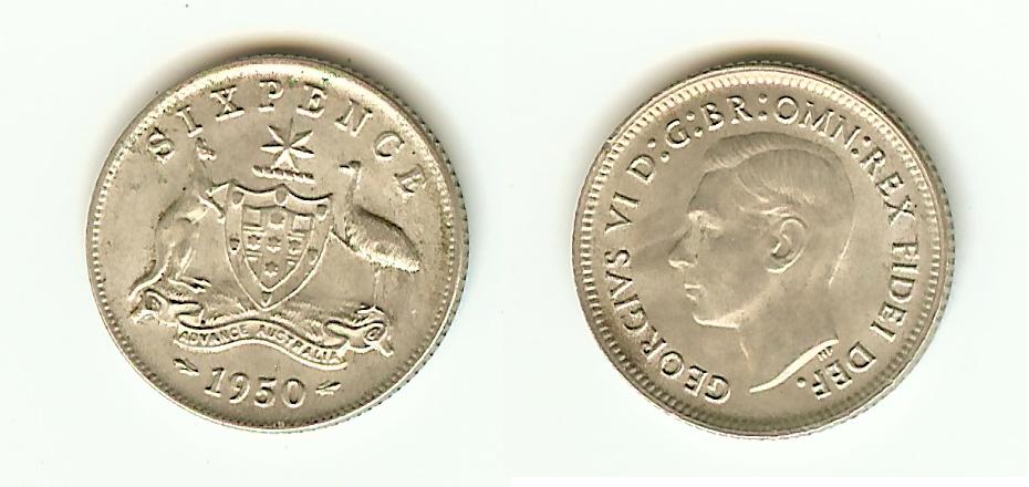 Australian 6 Pence 1950 AU+